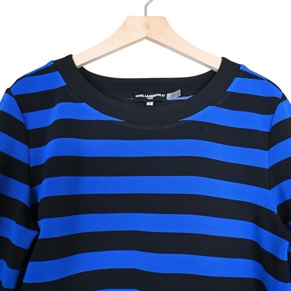 Karl Lagerfeld Paris Women's M Striped 3/4 Sleeve Sweater - Picture 3 of 10